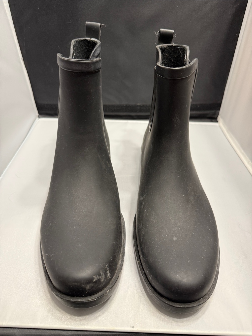 Ellen Degeneres Black Chelsea-Style Waterproof Women's Rain Boots